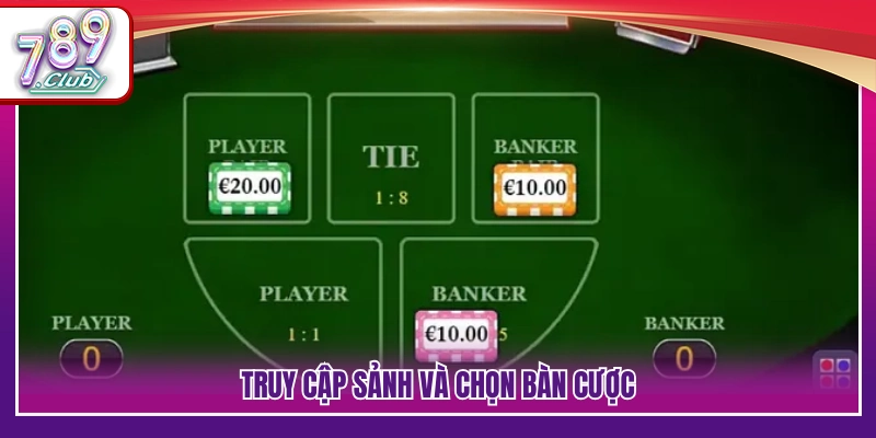 Truy cập sảnh chơi để bắt đầu đặt cược